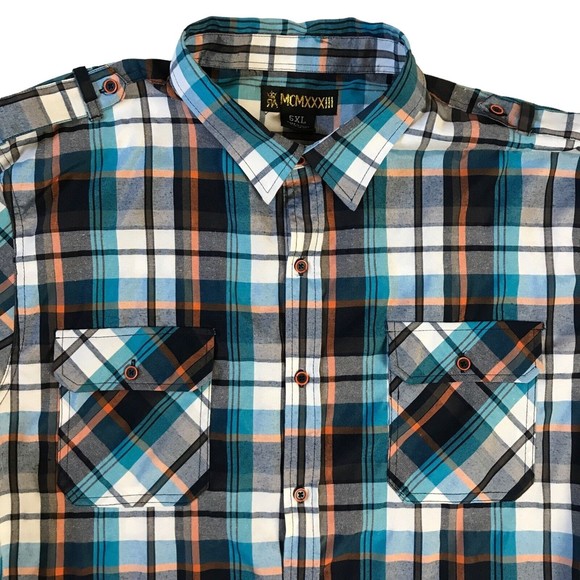 Red Ape Mens Shirt 5XL Multicolor Plaid Short Sleeve NWOT - Picture 3 of 12